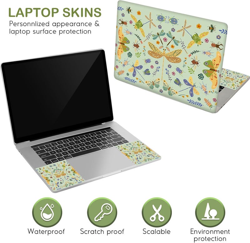 DINKY Laptop Skin Sticker Decal 15.6" 15.4" 12" 13" 13.3" 14" 15 inch Laptop Universal Vinyl Skin Stickers Cover Art Decal Notebook PC Personalized Protector, Green Dragonfly - Image 3
